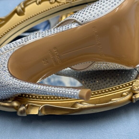 🆕 BLACK SUEDE STUDIO 🧿 NWOB Reina 100 White Crystal Slingback PumpsSz 36 US5.5 - Picture 15 of 16